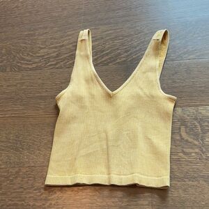 Yellow Ribbed Women's Top